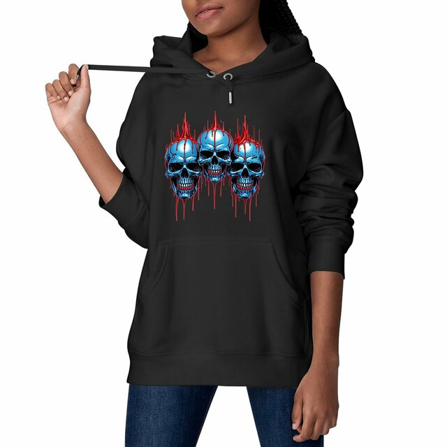 Image front Black Hoodies with Skulls Blood and Fire 92