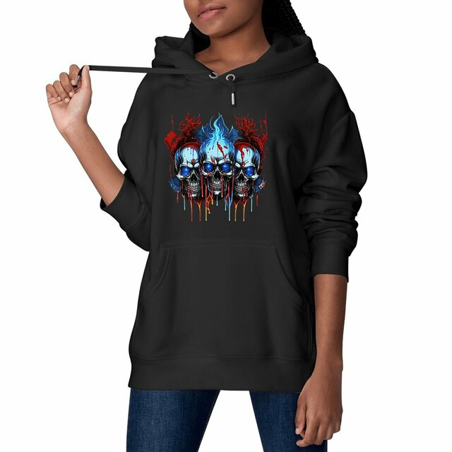 Image front Black Hoodies with Skulls Blood and Fire 64