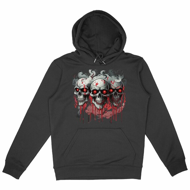 Image back Black Hoodies with Skulls Blood and Fire 69