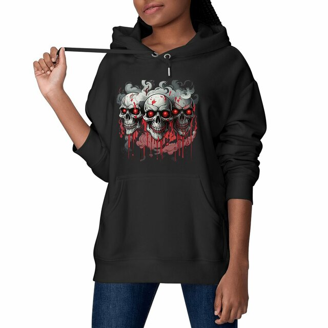 Image front Black Hoodies with Skulls Blood and Fire 69