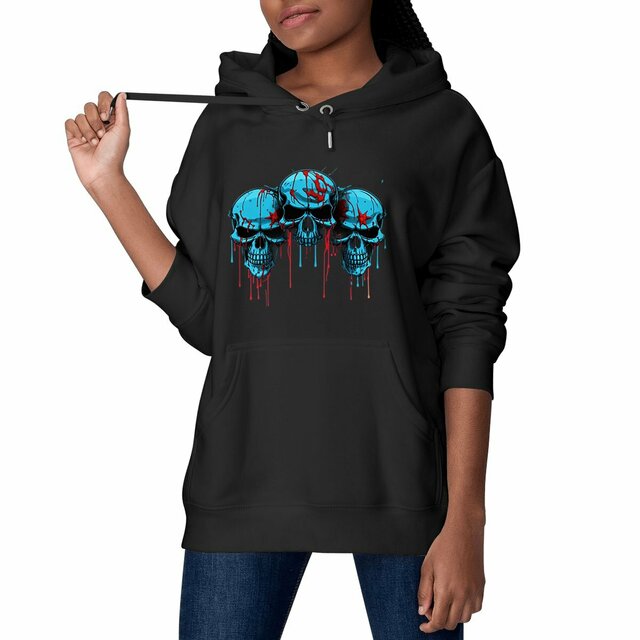 Image front Black Hoodies with Skulls Blood and Fire 63