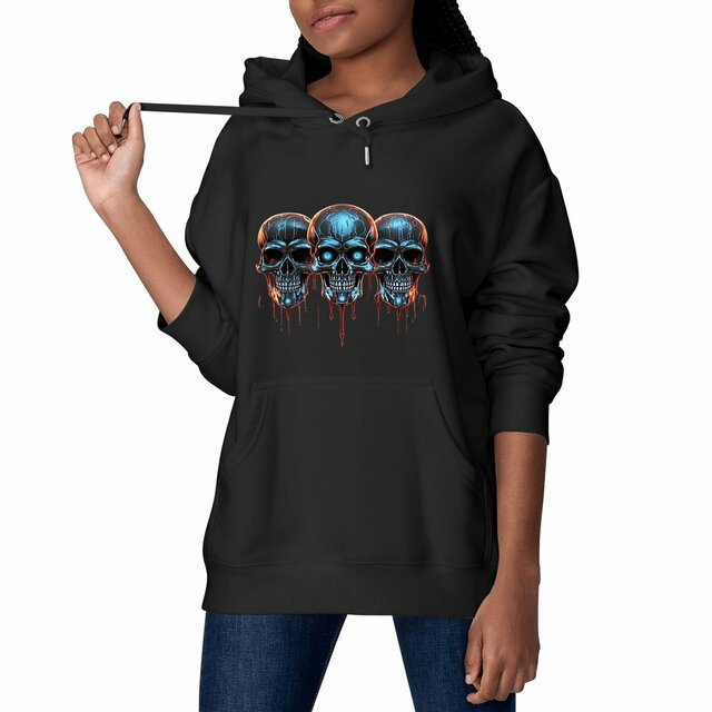 Image front Black Hoodies with Skulls Blood and Fire 77