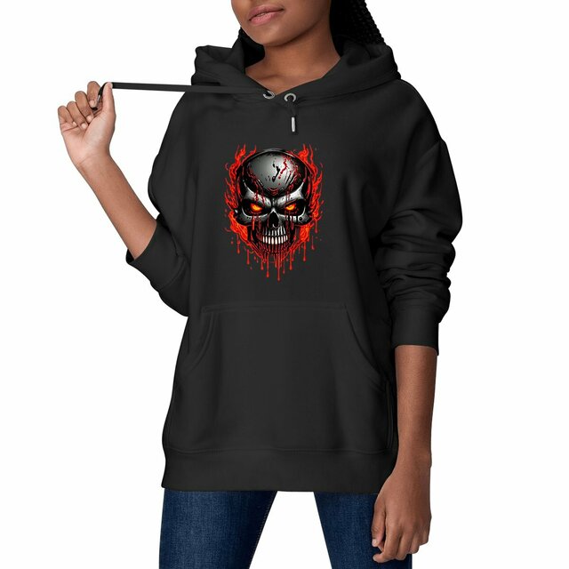 Image front Black Hoodies with Skulls Blood and Fire 49