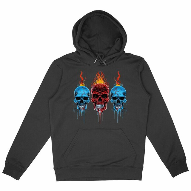 Image back Black Hoodies with Skulls Blood and Fire 61