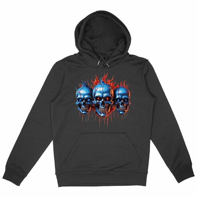 Image back Black Hoodies with Skulls Blood and Fire 66