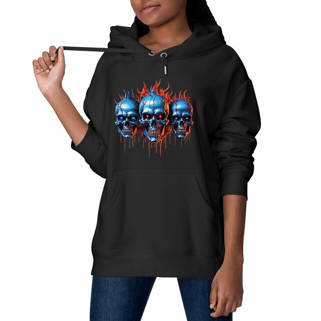 Image front Black Hoodies with Skulls Blood and Fire 66