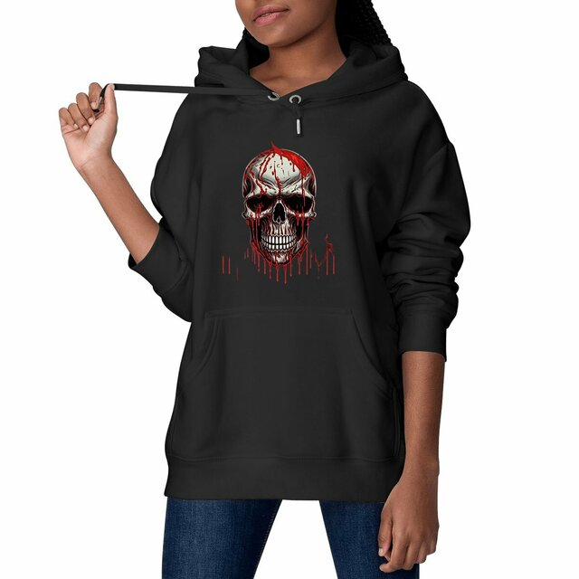 Image front Black Hoodies with Skulls Blood and Fire 50