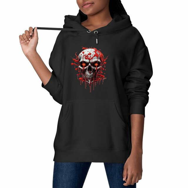 Image front Black Hoodies with Skulls Blood and Fire 44