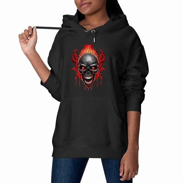 Image front Black Hoodies with Skulls Blood and Fire 24