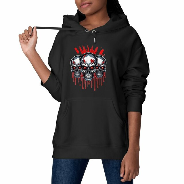 Image front Black Hoodies with Skulls Blood and Fire 19