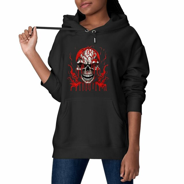 Image front Black Hoodies with Skulls Blood and Fire 5