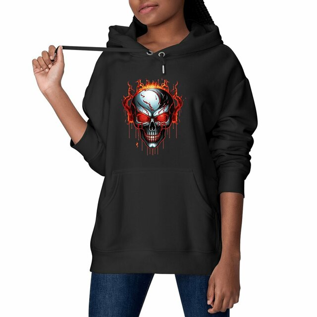 Image front Black Hoodies with Skulls Blood and Fire 37