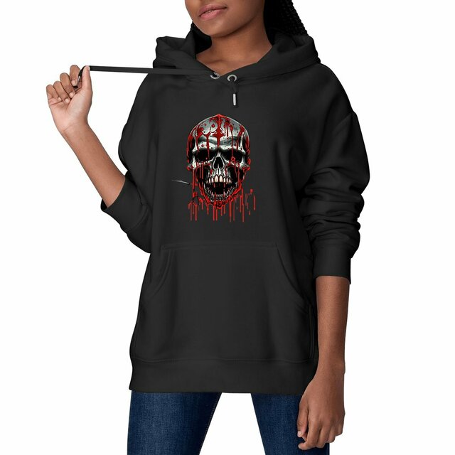 Image front Black Hoodies with Skulls Blood and Fire 10