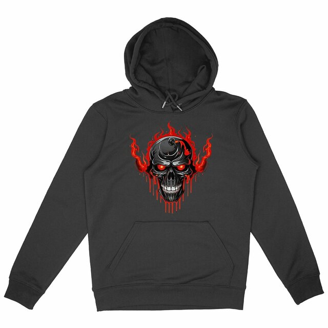 Image back Black Hoodies with Skulls Blood and Fire 22