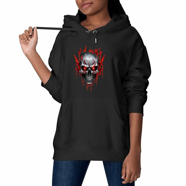 Image front Black Hoodies with Skulls Blood and Fire 16