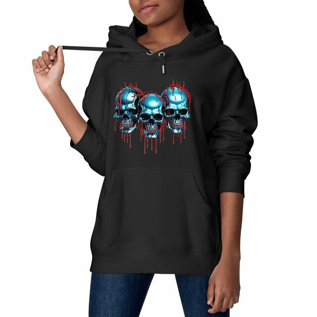 Image front Black Hoodies with Skulls Blood and Fire 86