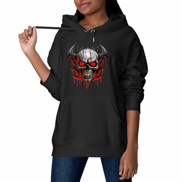 Image front Black Hoodies with Skulls Blood and Fire 54