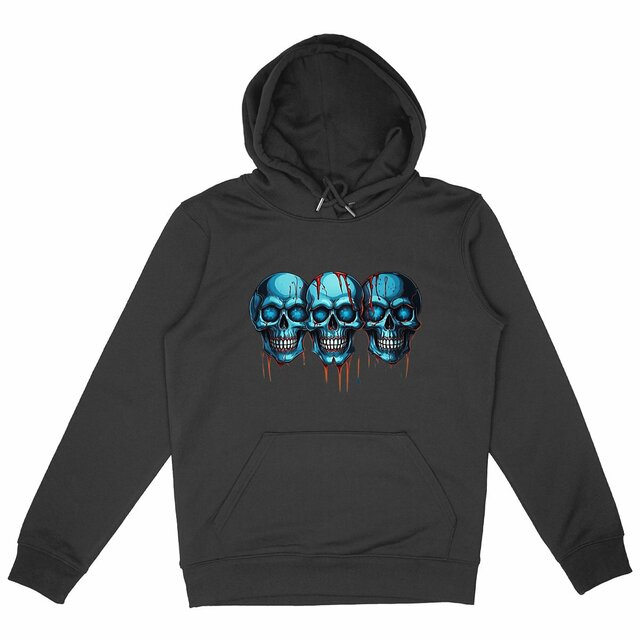 Image back Black Hoodies with Skulls Blood and Fire 76