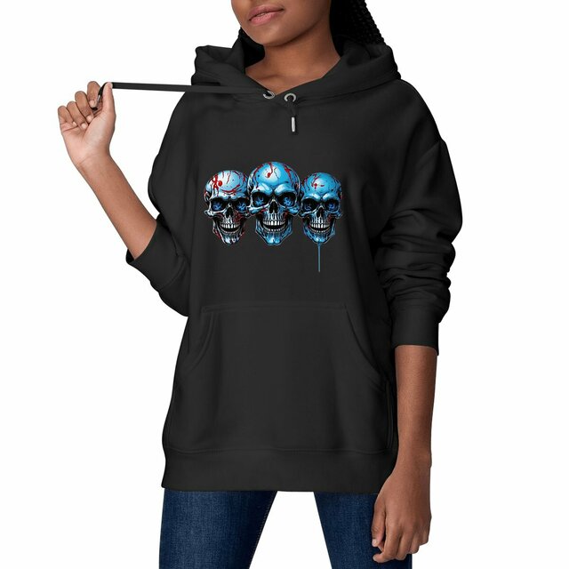 Image front Black Hoodies with Skulls Blood and Fire 65