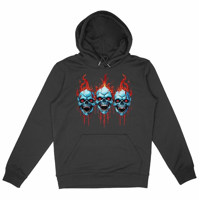 Image back Black Hoodies with Skulls Blood and Fire 70