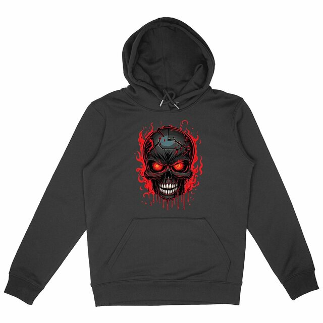 Image back Black Hoodies with Skulls Blood and Fire 13