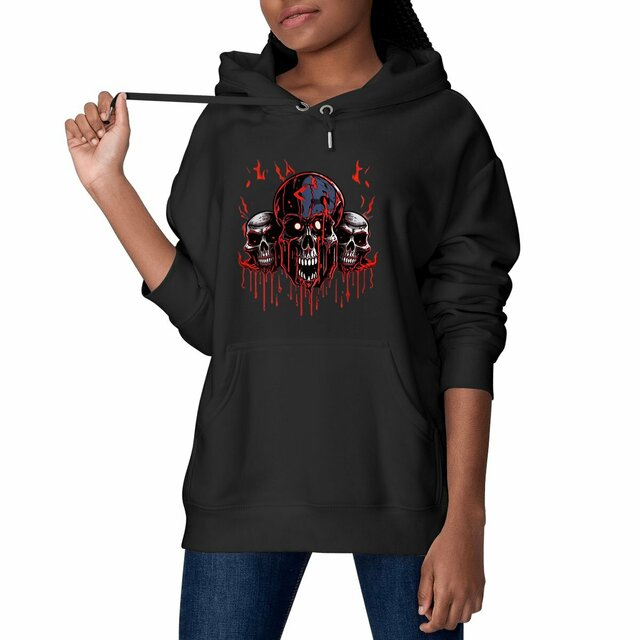 Image front Black Hoodies with Skulls Blood and Fire 8