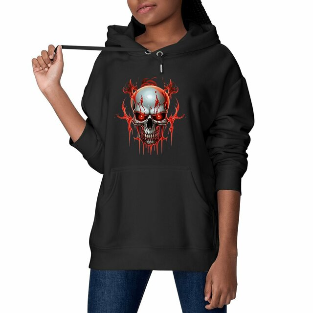 Image front Black Hoodies with Skulls Blood and Fire 36