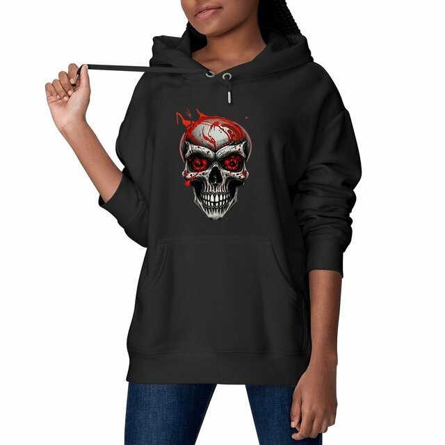Image front Black Hoodies with Skulls Blood and Fire 2