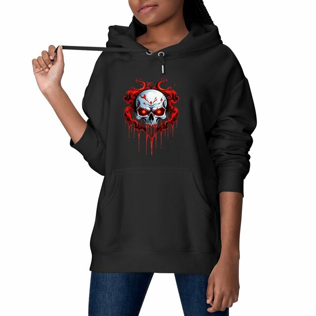 Image front Black Hoodies with Skulls Blood and Fire 18