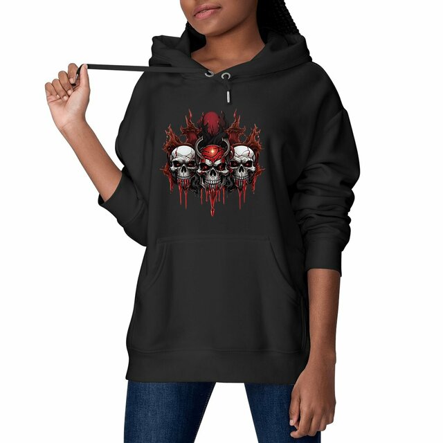 Image front Black Hoodies with Skulls Blood and Fire 28