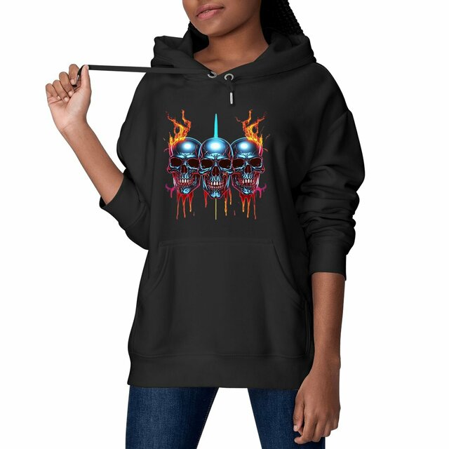 Image front Black Hoodies with Skulls Blood and Fire 67