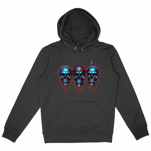 Image back Black Hoodies with Skulls Blood and Fire 59