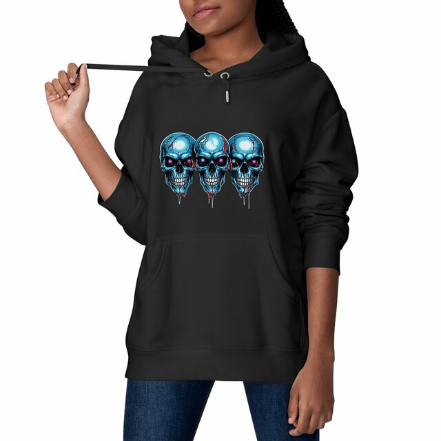 Image front Black Hoodies with Skulls Blood and Fire 73