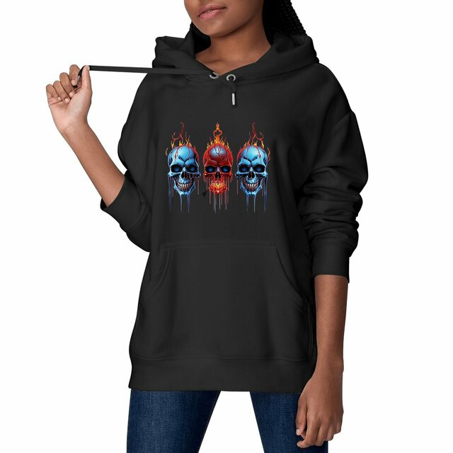 Image front Black Hoodies with Skulls Blood and Fire 42