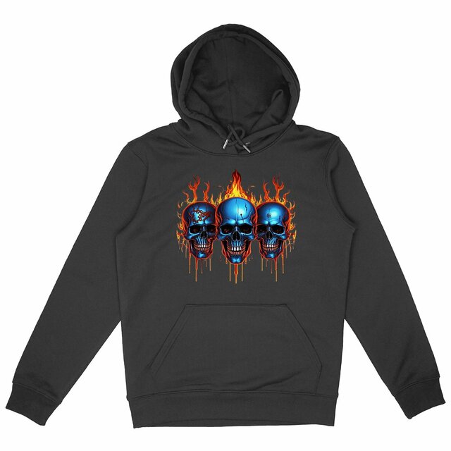 Image back Black Hoodies with Skulls Blood and Fire 88