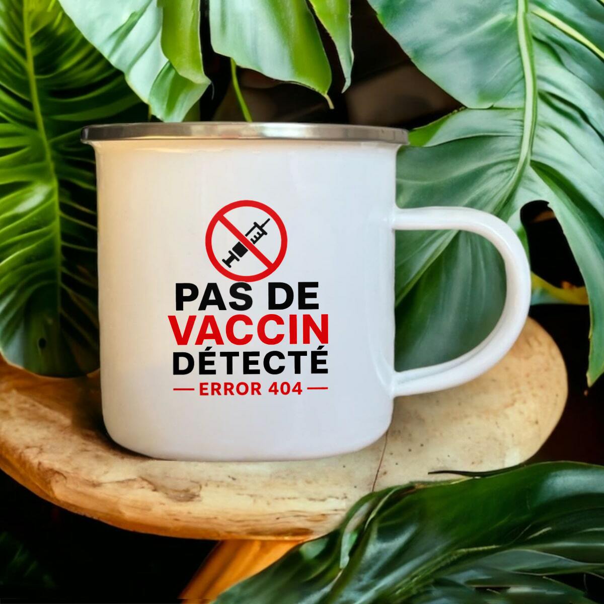 Image front Mug en métal - Pas de vaccin détecté 