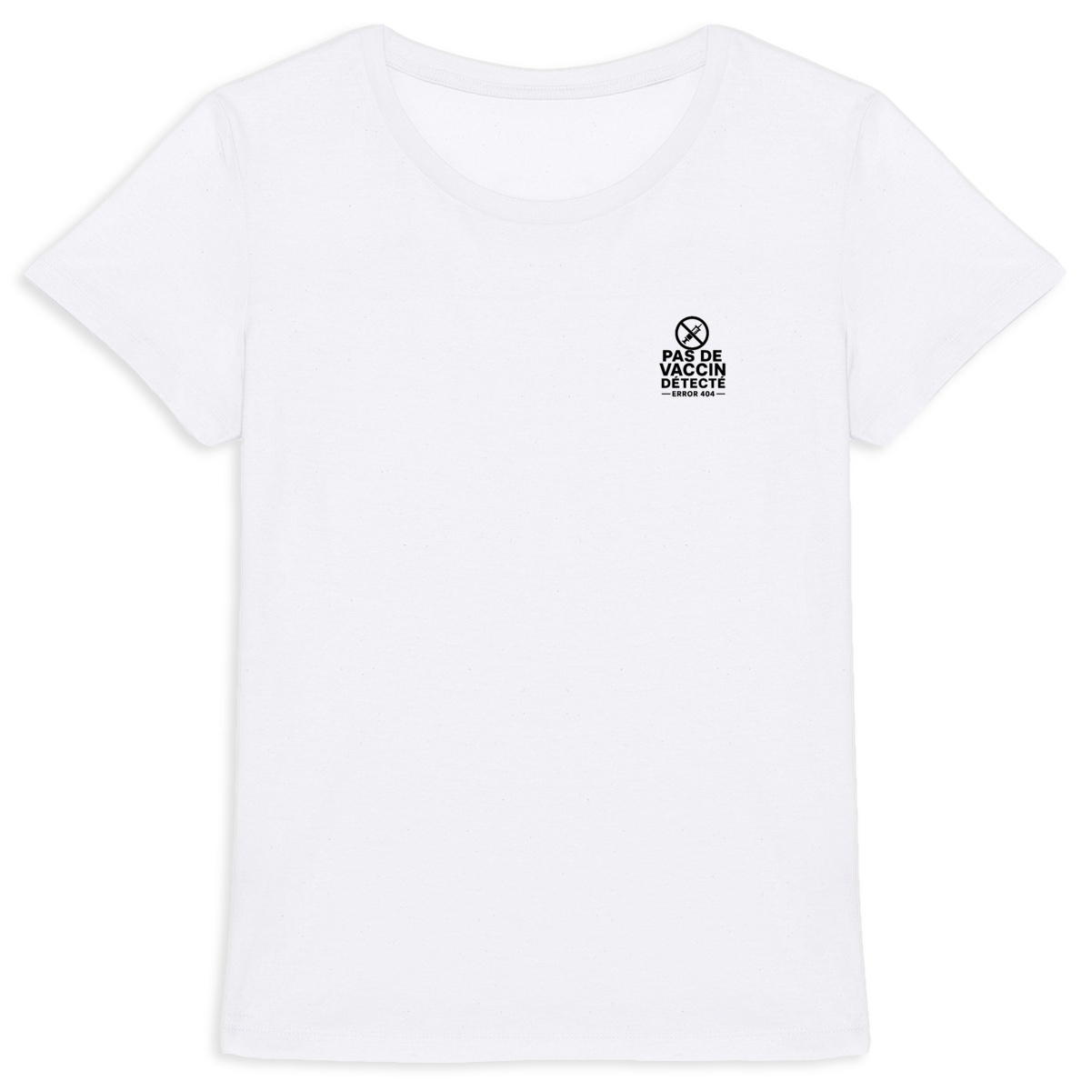 Image back T-shirt Femme Coton BIO - Pas de vaccin détecté