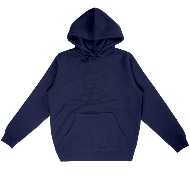 PIPNSUE Unisex WESTIE HOODIE NAVY PRINT - Image