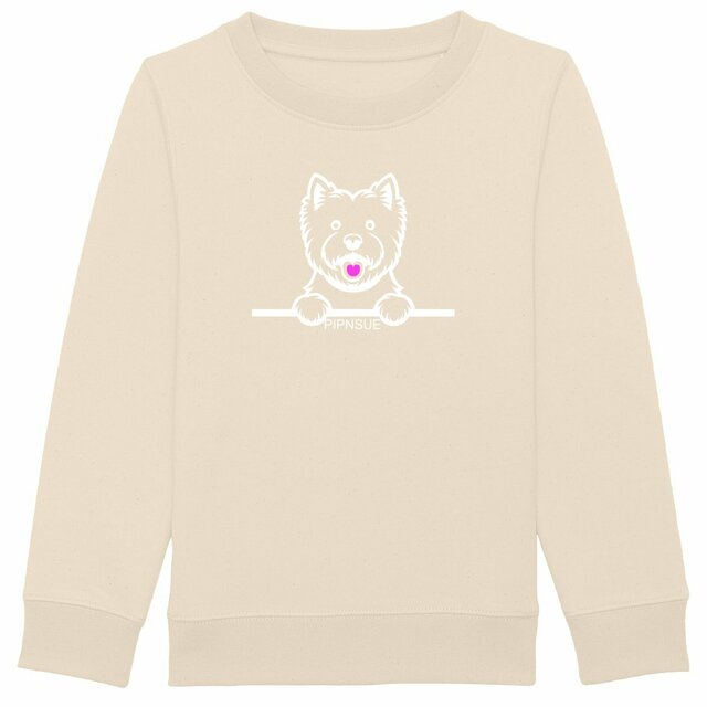 PIPNSUE KIDS WESTIE CREW SWEATSHIRT with White and Pink Print - Image