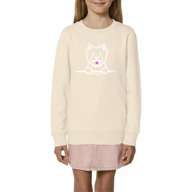PIPNSUE KIDS WESTIE CREW SWEATSHIRT with White and Pink Print