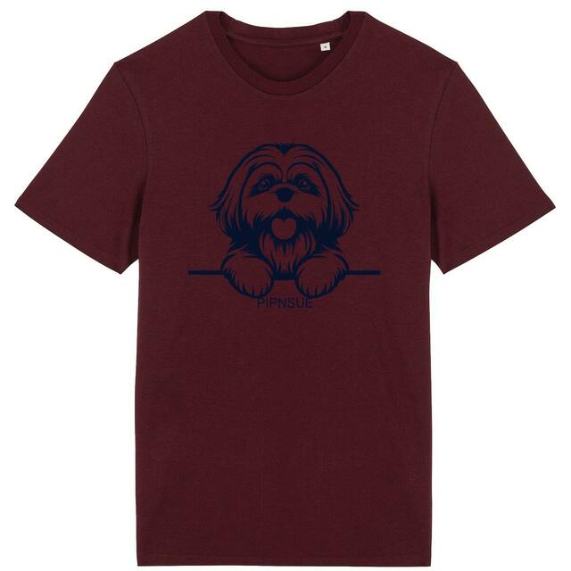 PIPNSUE Unisex SHIHTZU CREW NECK TSHIRT with Navy Print