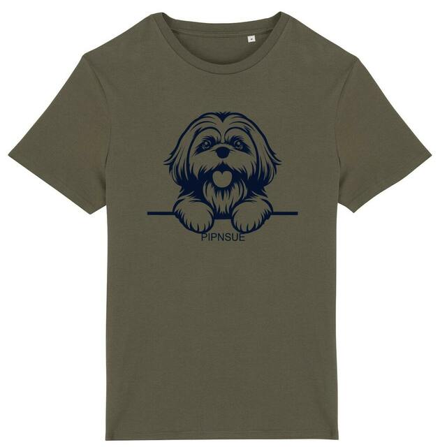 PIPNSUE Unisex SHIHTZU CREW NECK TSHIRT with Navy Print - Image