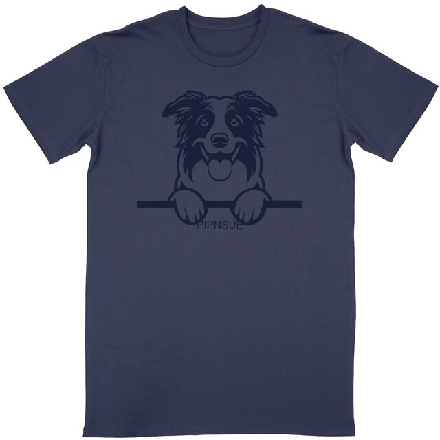 PIPNSUE Unisex COLLIE TSHIRT NAVY PRINT - Image