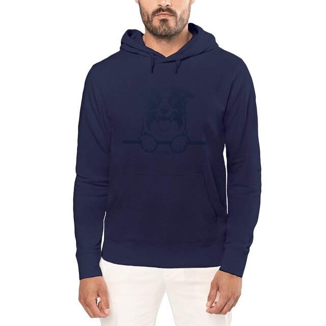 PIPNSUE Unisex COLLIE HOODIE NAVY PRINT