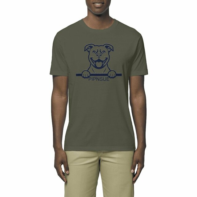 PIPNSUE Unisex STAFFORDSHIRE CREW NECK TSHIRT with Navy and White Print