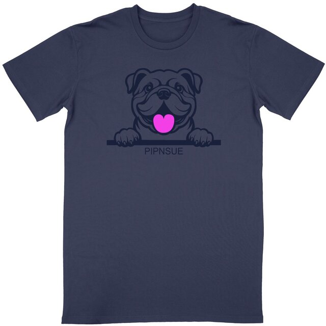 PIPNSUE Unisex BULL TSHIRT Navy AND Pink Print