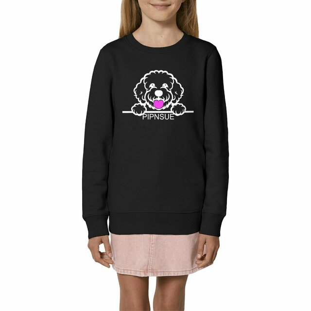 PIPNSUE Kids CRREW NECK SWEATSHIRT White AND Pink Print