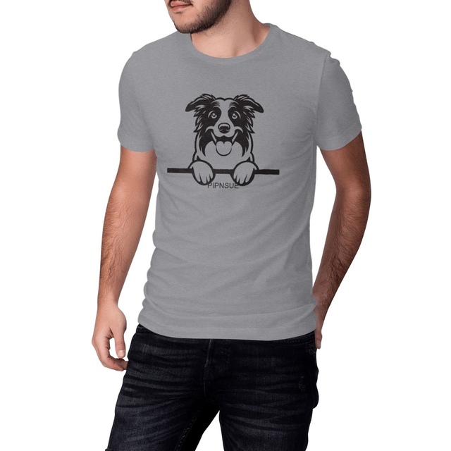 PIPNSUE Unisex COLLIE TSHIRT BLACK PRINT