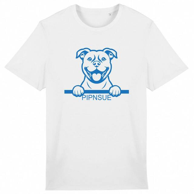 PIPNSUE Unisex STAFFORDSHIRE CREW NECK TSHIRT BLUE PRINT
