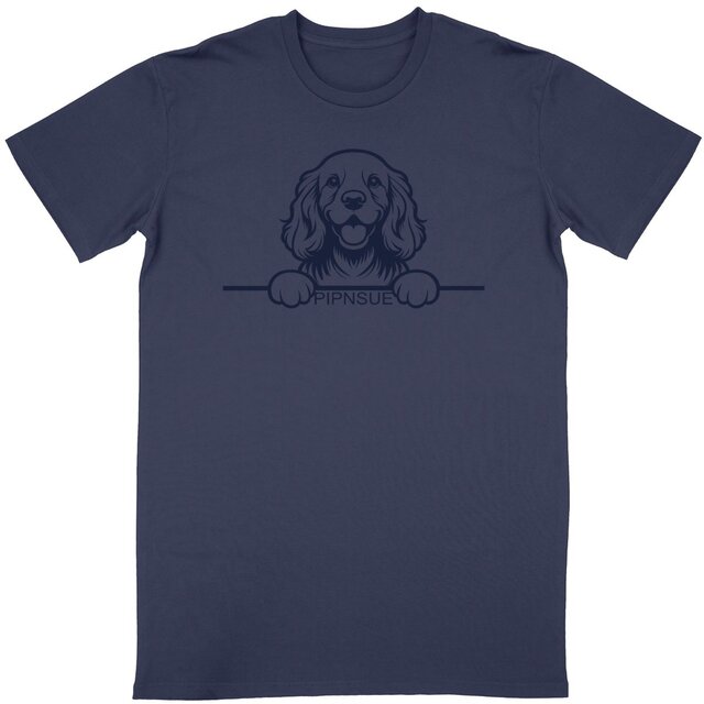 PIPNSUE Unisex SPANIEL TSHIRT NAVY PRINT - Image